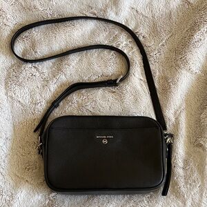 MICHAEL KORS Black Pebbled Leather Crossbody Bag